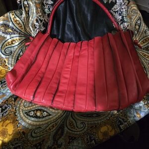Lupo Red Pleated Handbag